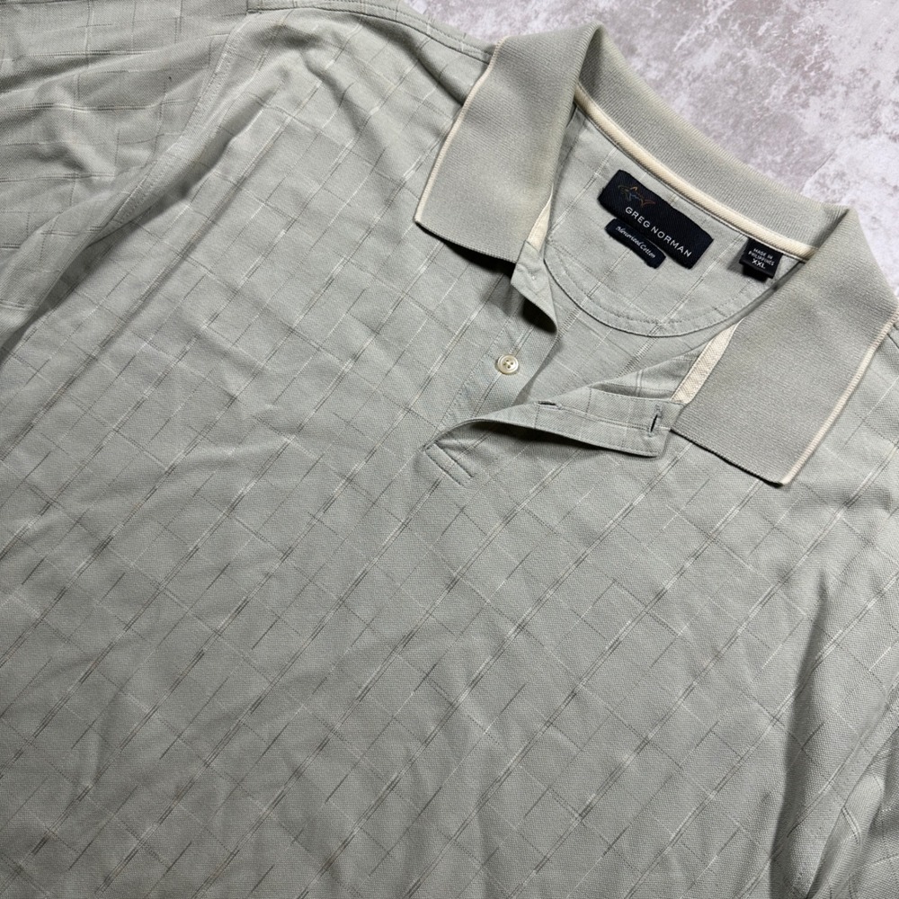 Vintage Greg Norman Polo Shirt Men XXL Sage Green Textured Golf